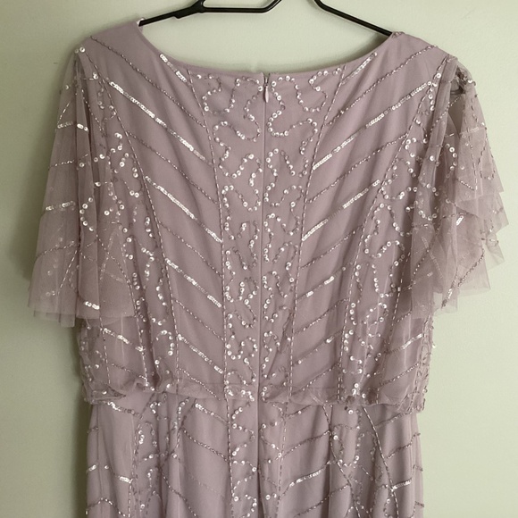 Ladies Adrianna PAPELLSize 14 Beaded Sequins Long Light Colored Mauve  Dress - Picture 6 of 7